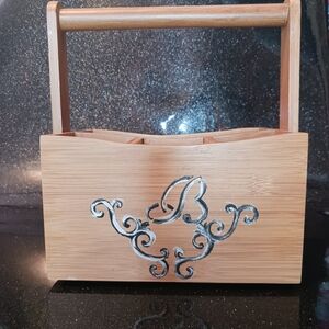 Wooden Lazy Susan B Monogrammed Organizer.